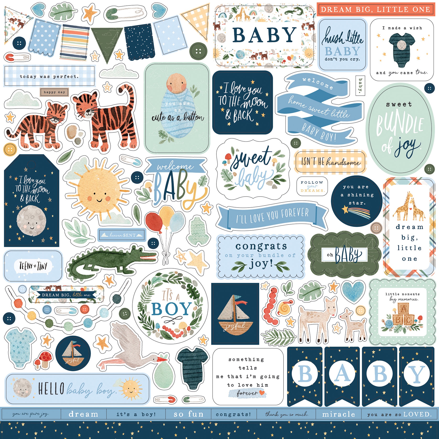 Baby Boy Cardstock Stickers 12X12Elements 787790408826