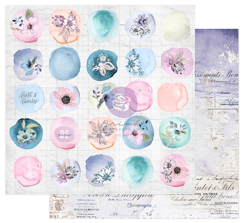 Watercolor Floral DoubleSided Cardstock 12X12Watercolor Drops 655350849788