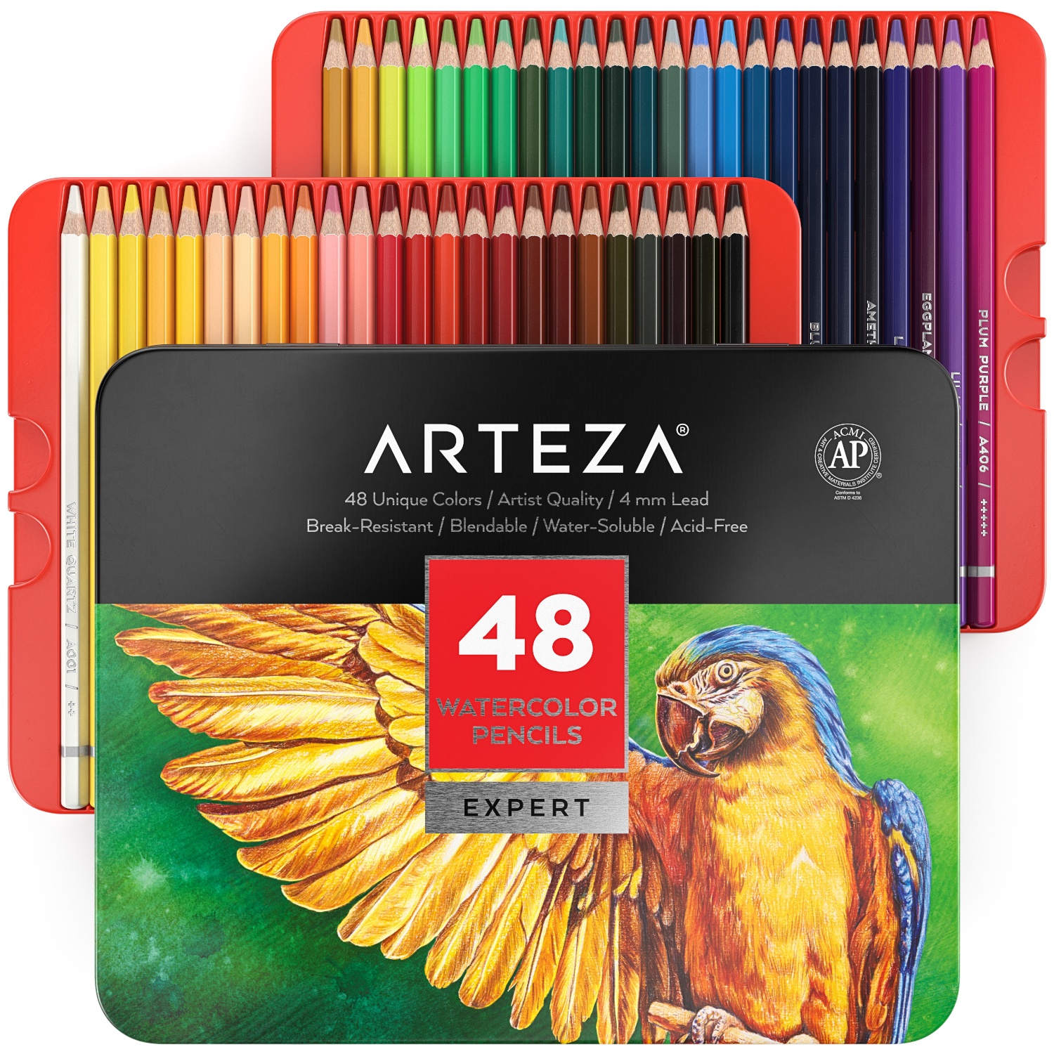 Arteza Expert Watercolor Pencils 48/PkgAssorted Colors 840098706503