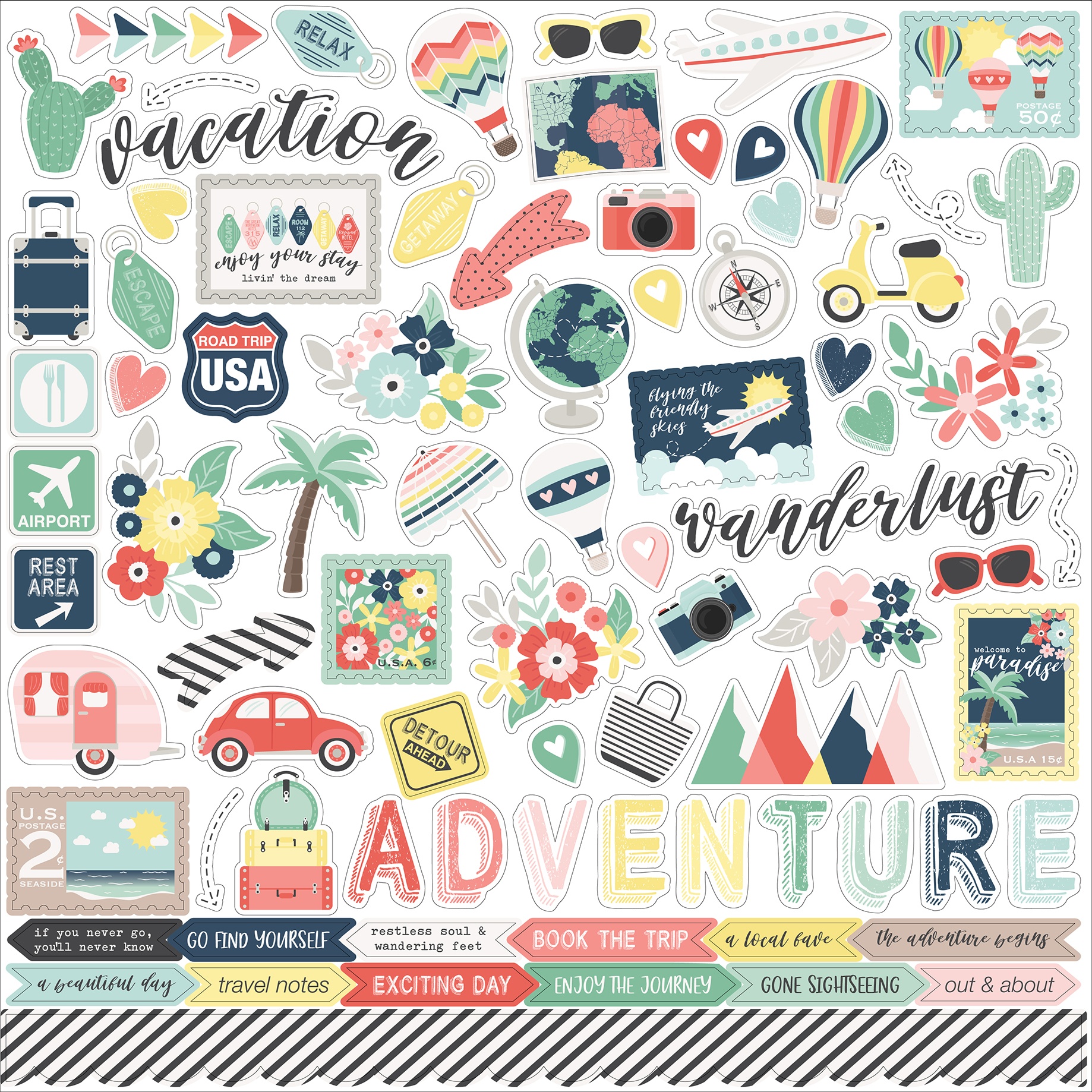 Away We Go Cardstock Stickers 12X12Elements 793888017160