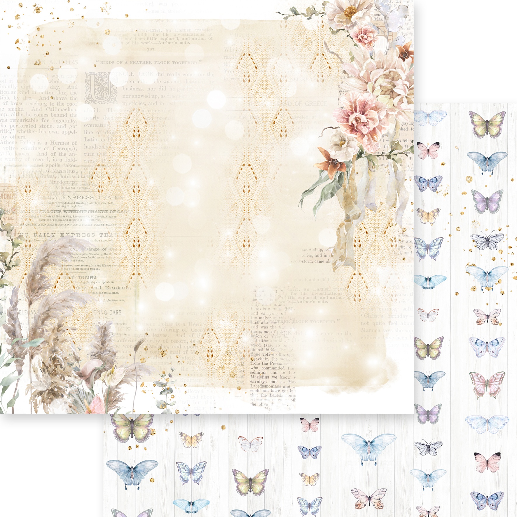 ASUKA Dusty Blue Floral cardstock Garden Delights 02 4582248608997