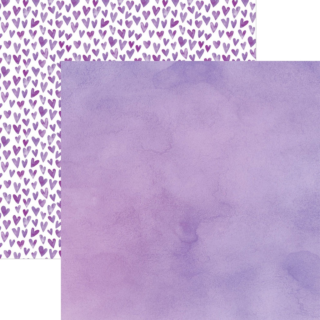 Paper House DoubleSided Cardstock 12X12Purple Watercolor Hearts