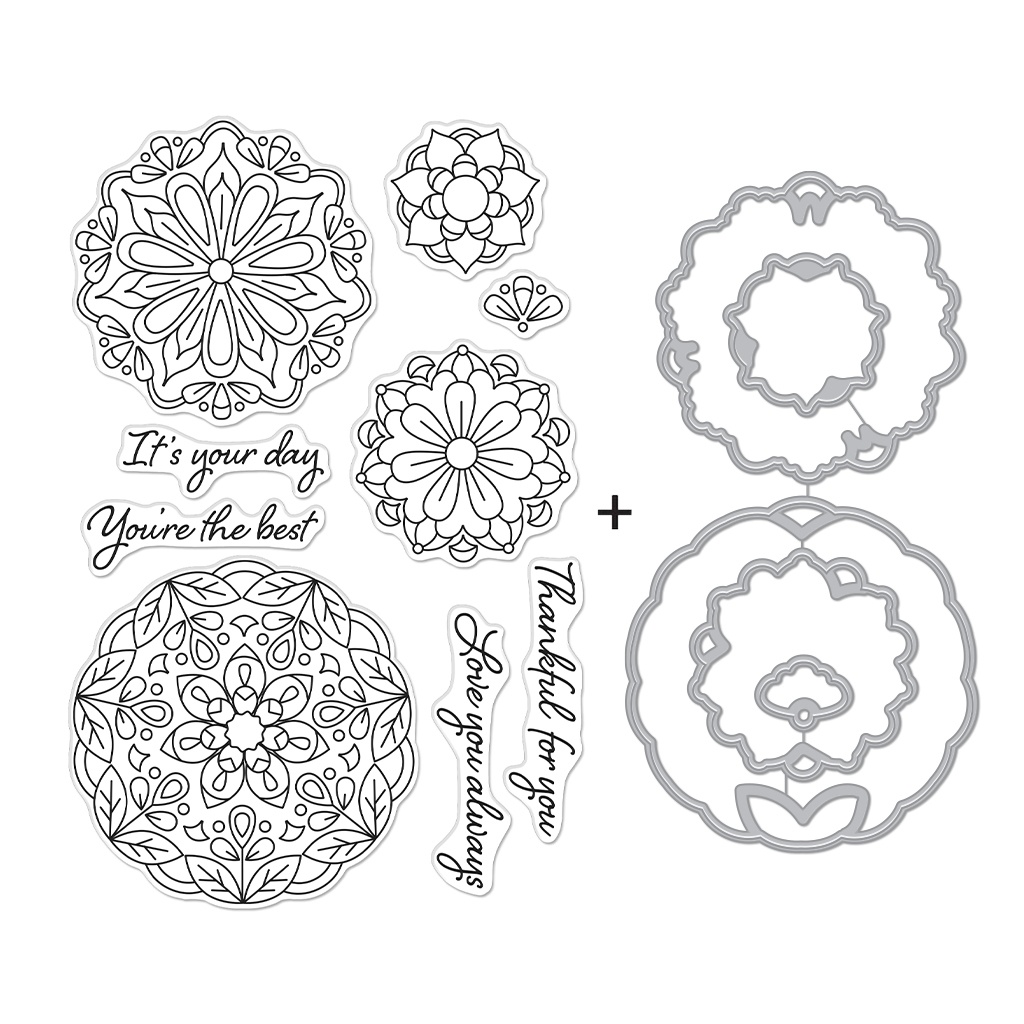 Hero Arts FLORAL MANDALA Stamp and Die BUNDLE 085700935371
