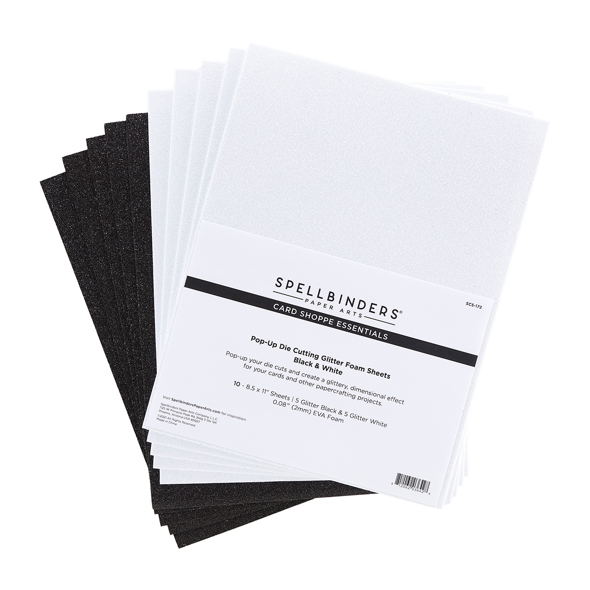 Spellbinders Glitter Foam Sheets 8.5X11 10/PkgBlack & White 812062036428