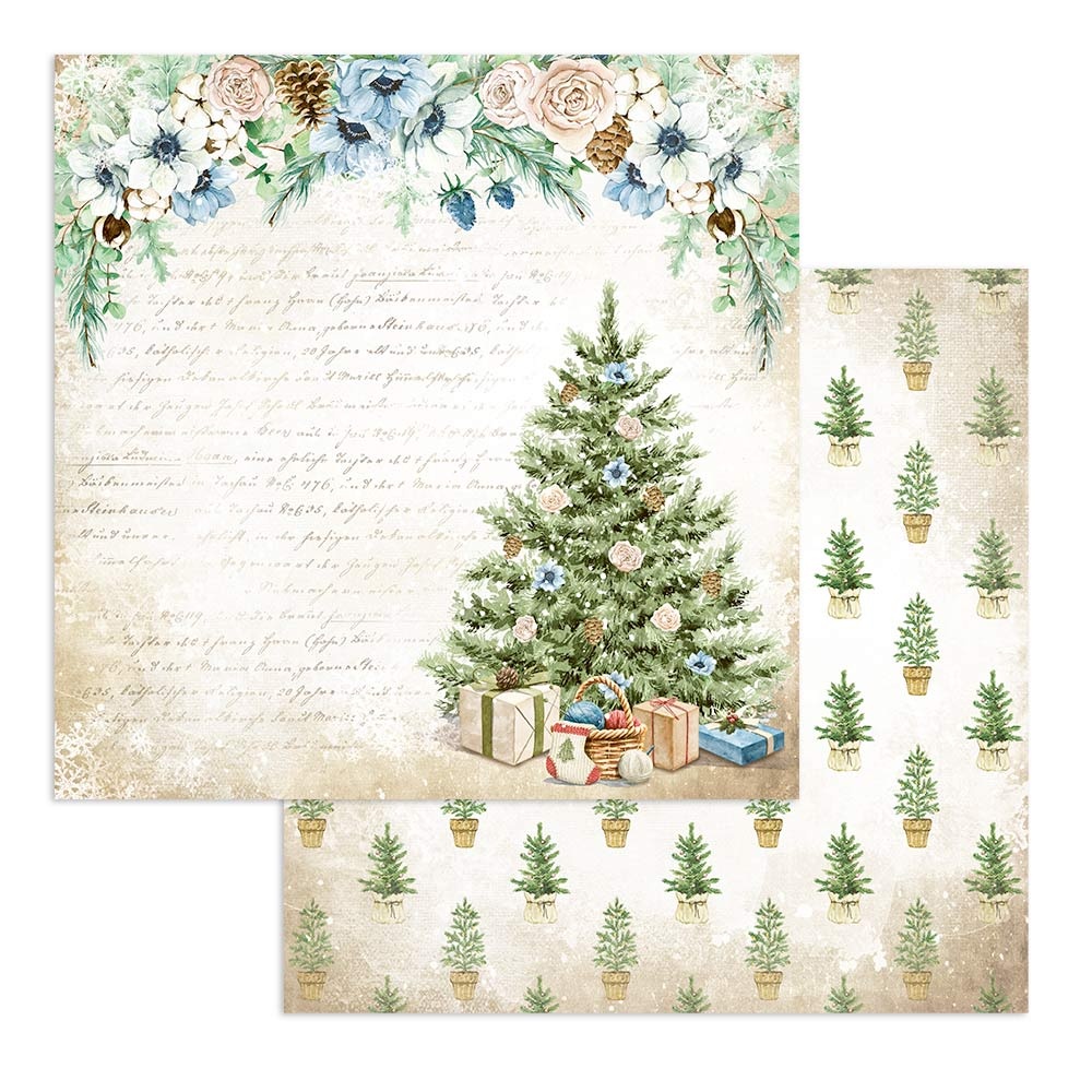 Stamperia DoubleSided Cardstock 12X12Christmas Tree, Cozy Winter