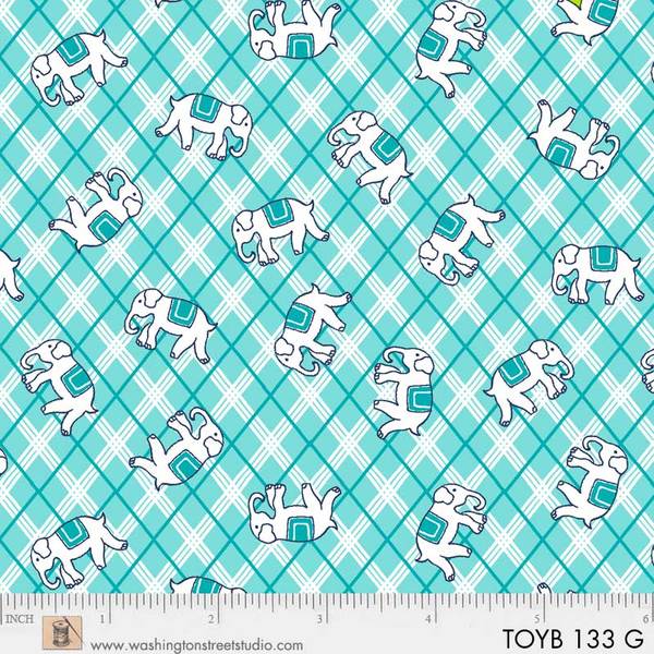 Thirties Small Elephants on Aqua Toy Box Miniatures by Sara