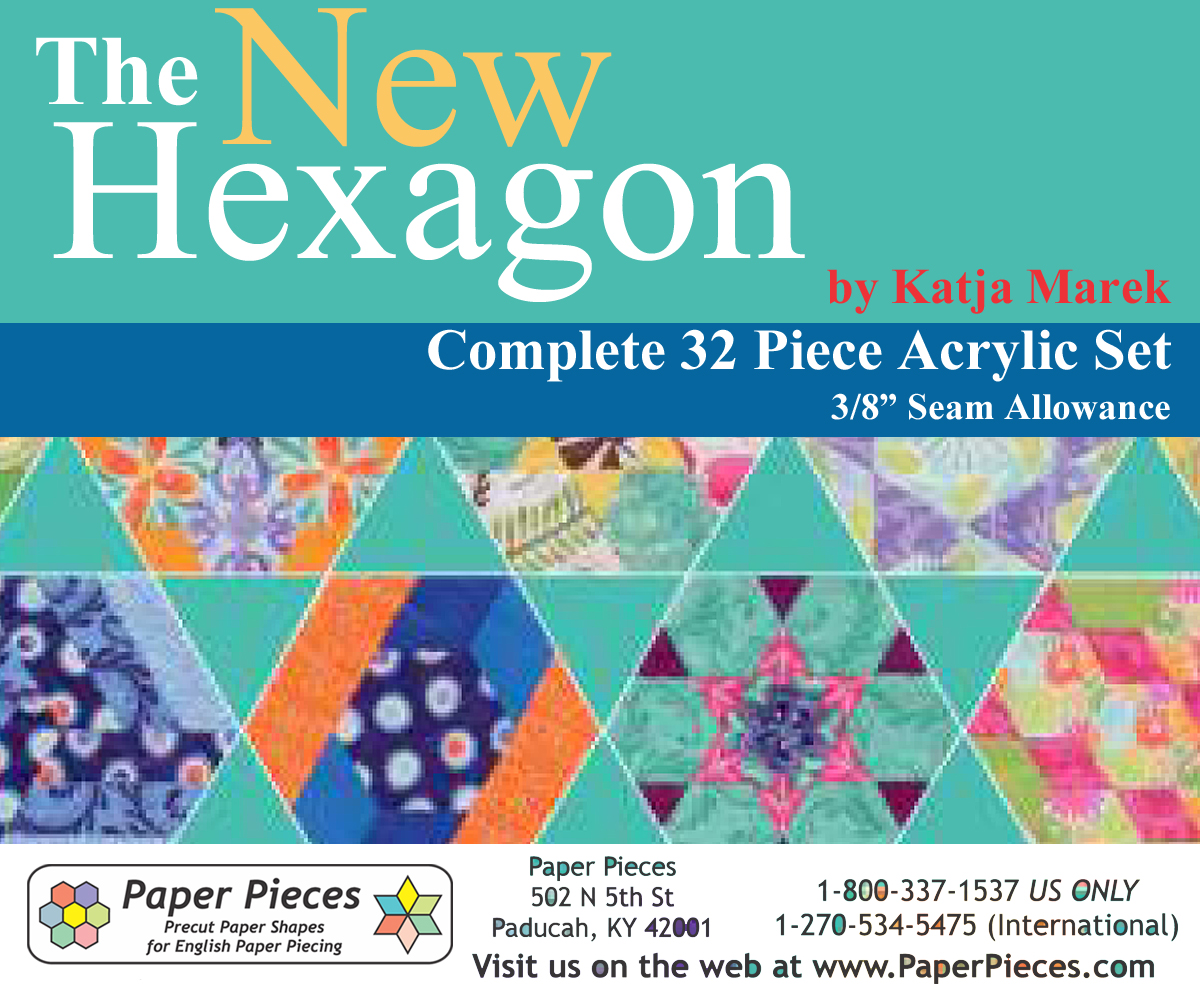 ACRNEWHEX Acrylic Fabric Cutting Templates The New Hexagon Complete 32 Piece Set with 3/8...