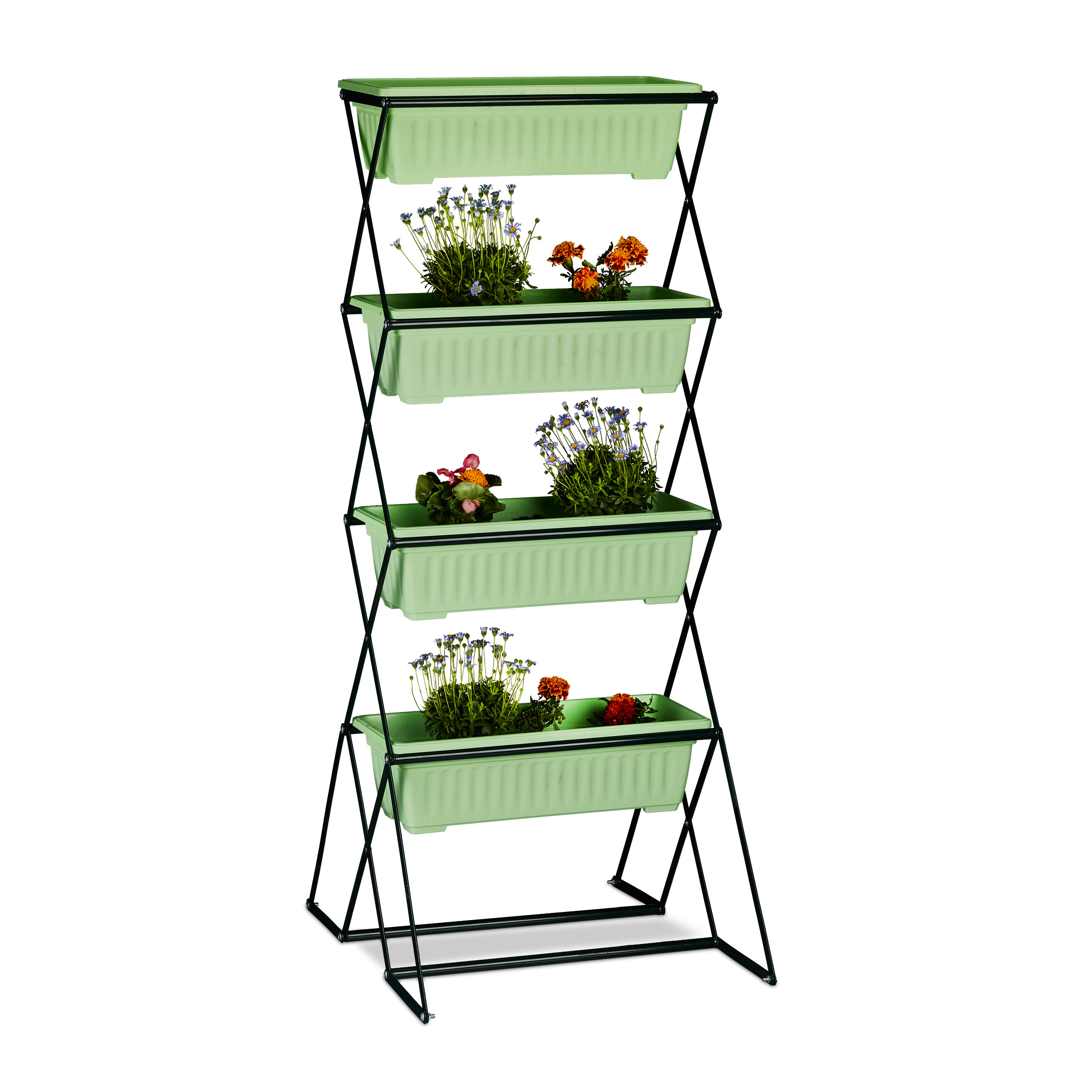 Vertikalbeet mit 4 Blumenkästen stabiler Kräuterturm Stahl