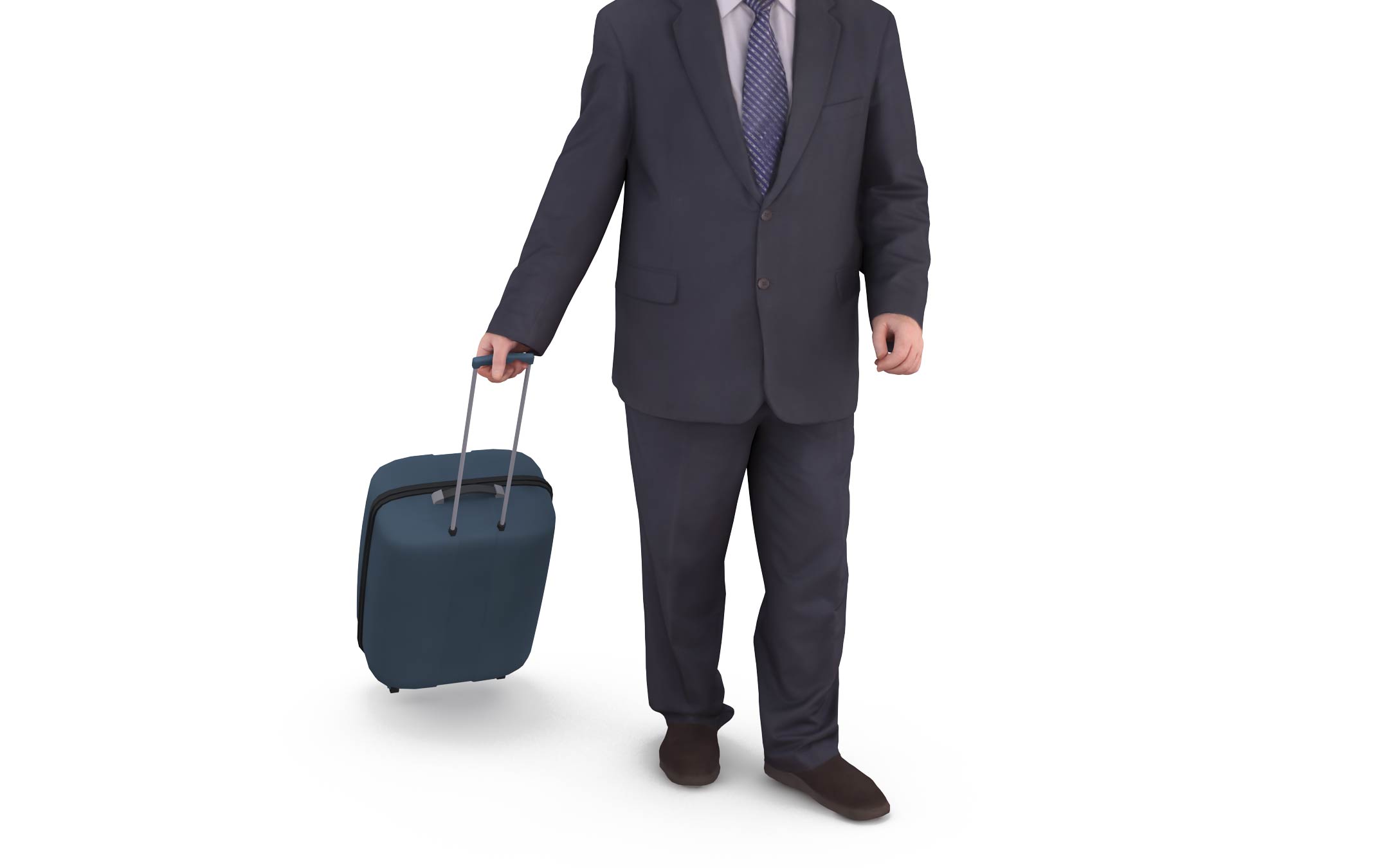 Elderly man with suitcase 3d model by Renderbot LLC