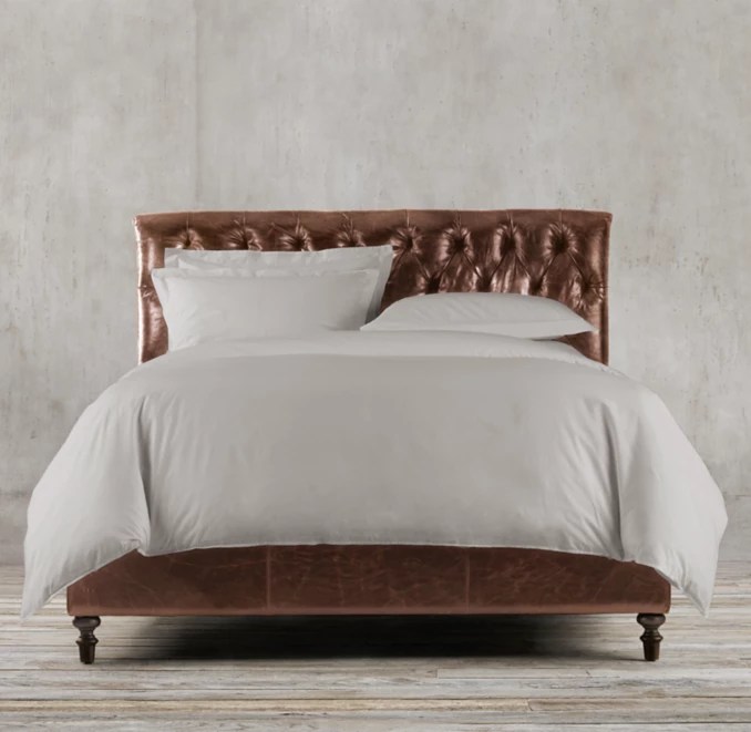 Chesterfield Leather Panel Bed