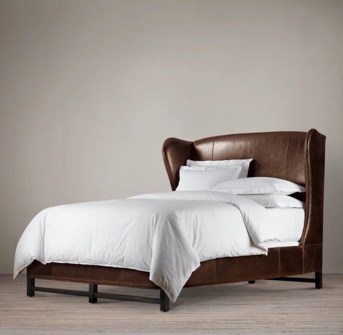 French Wing Leather Bed