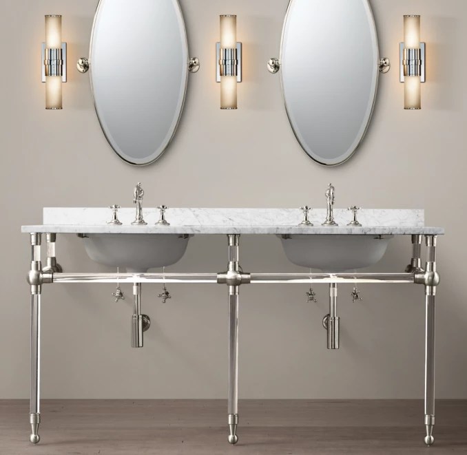 Gramercy Glass Double Washstand with Backsplash