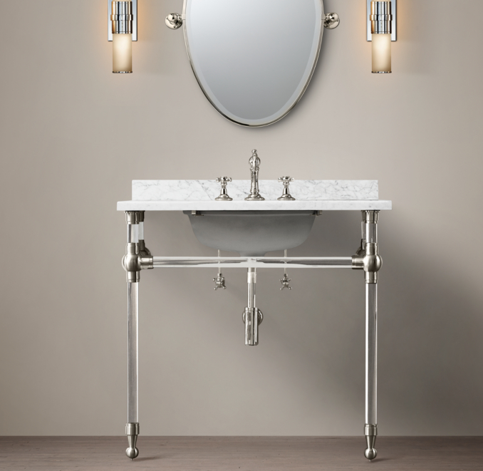 Gramercy Single Glass Washstand with Backsplash