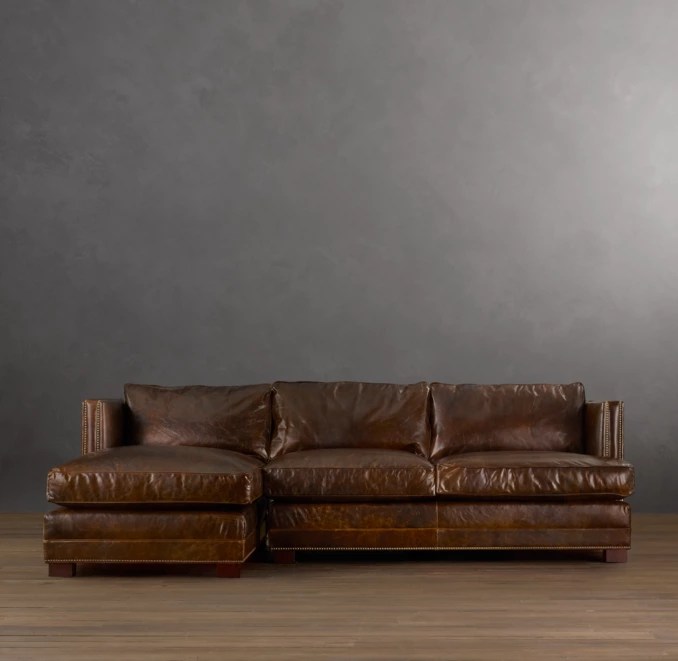 Easton Leather LeftArm Sofa Chaise Sectional