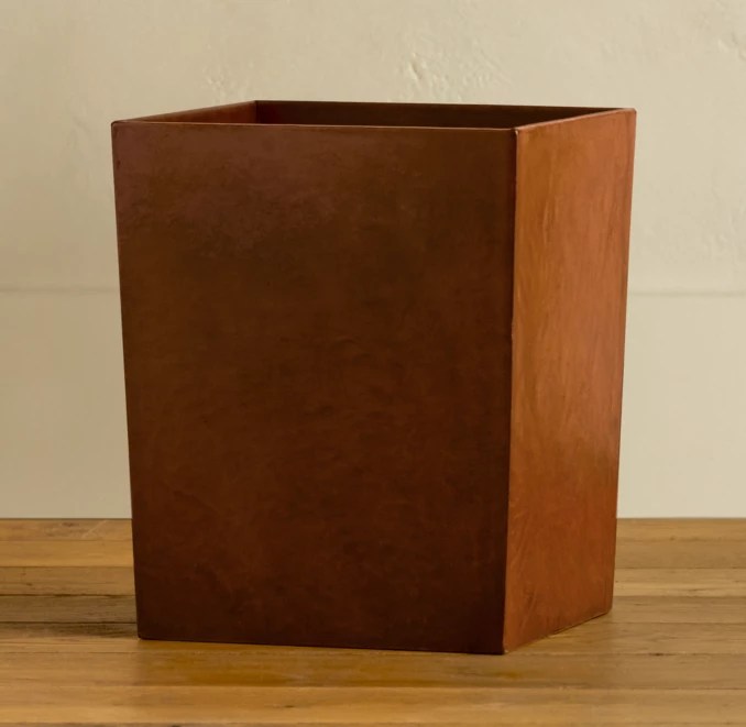 Artisan Leather Wastebasket Chestnut