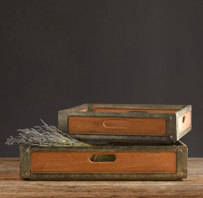 Mailroom Wood and Metal Tray