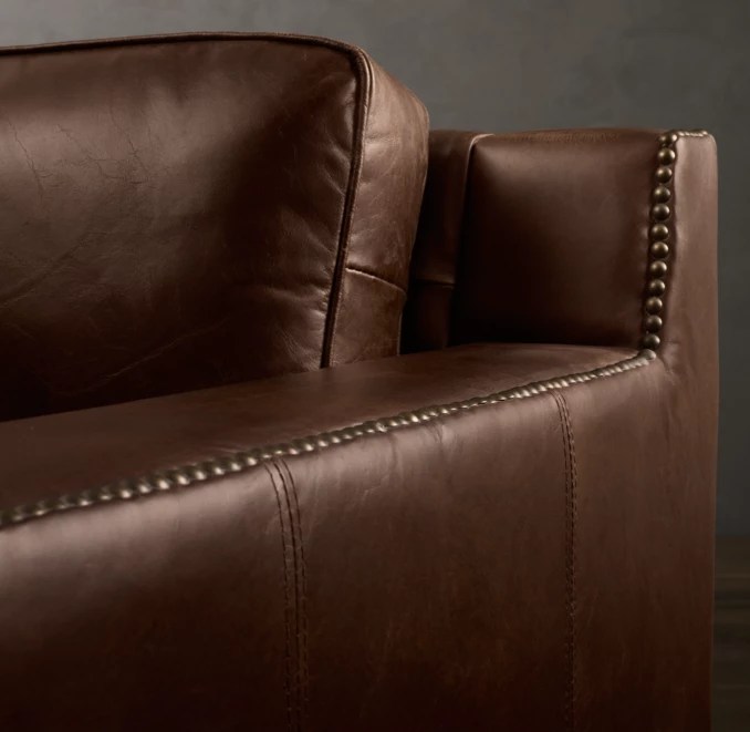 Collins Leather Sofa With Nailheads