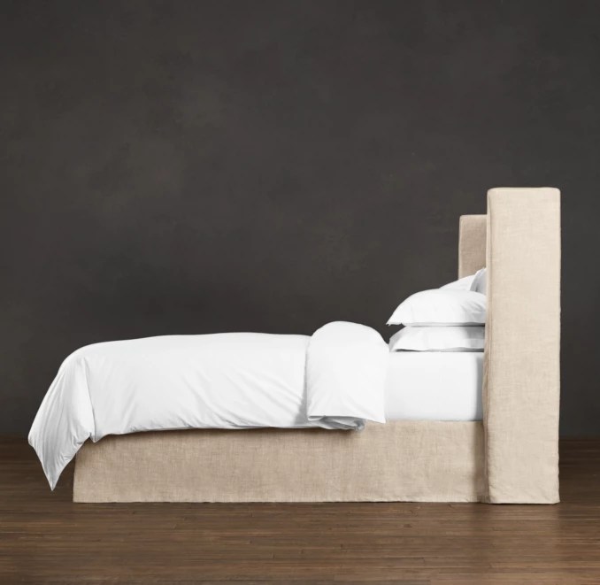 Belgian Shelter Slipcovered Headboard with Bed Skirt