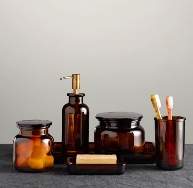 Pharmacy Amber Glass Bath Accessories