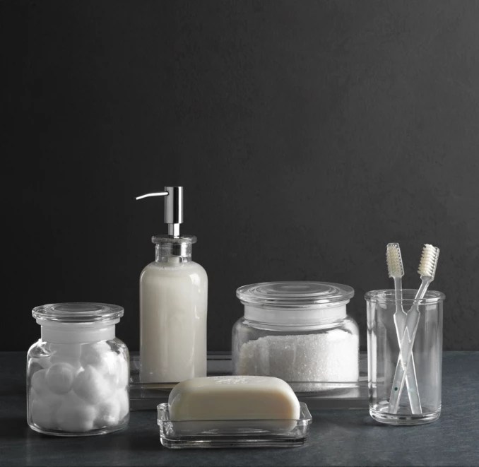 Pharmacy Clear Glass Bath Accessories