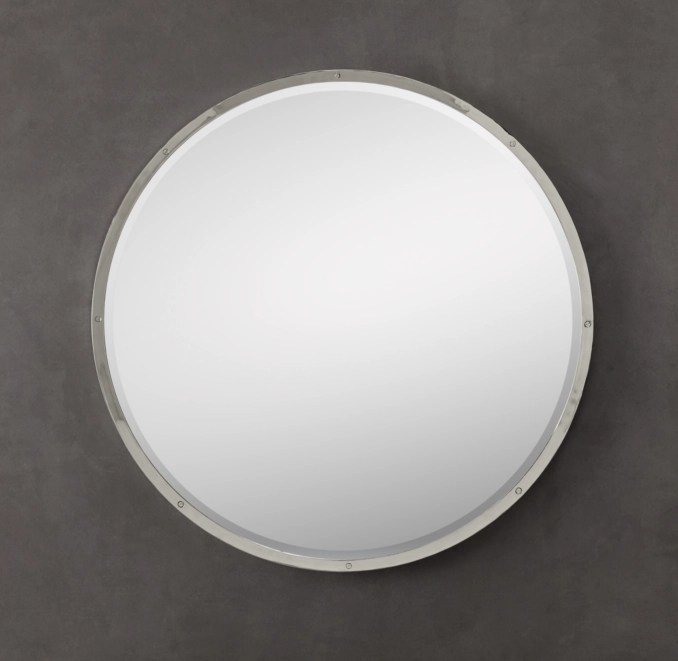 Bistro Polished Nickel Round Mirror