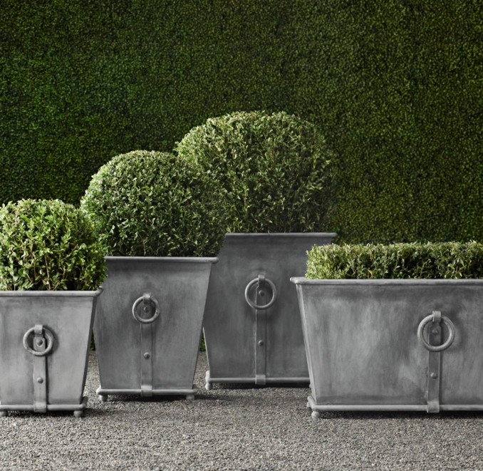 Estate Zinc Ring Square Planters