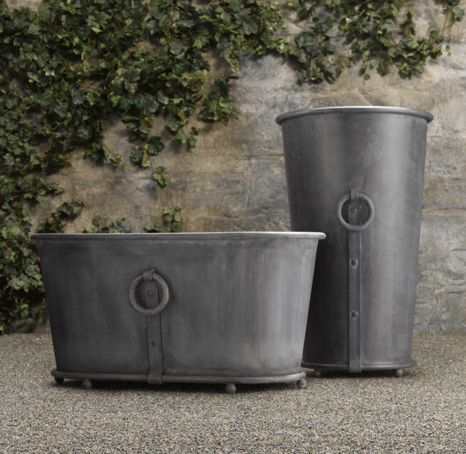 Estate Zinc Ring Round Tall & Trough Planters