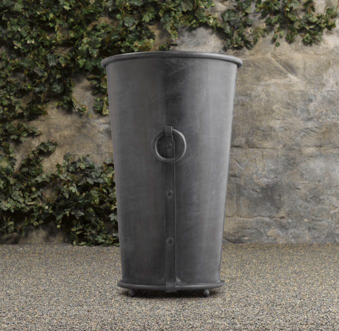 Estate Zinc Ring Round Tall Planter