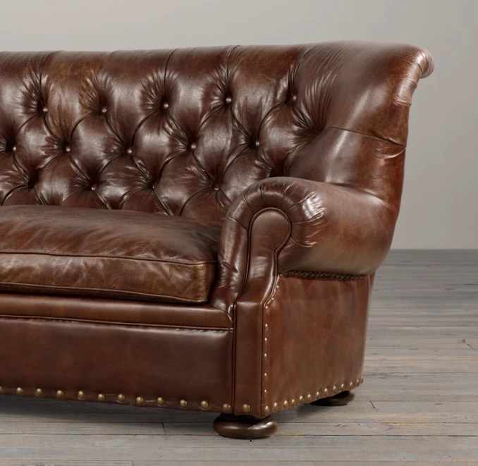Churchill Leather Sofa with Nailheads