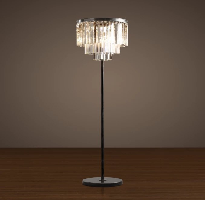 1920s Odeon Clear Glass Fringe Floor Lamp