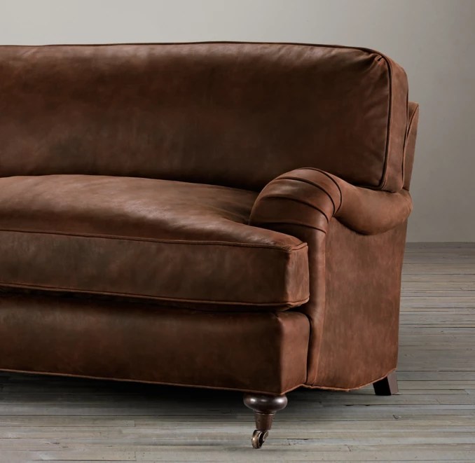 English Roll Arm Leather Sofa