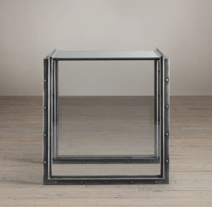 24" Waterfall Glass & Iron Side Table