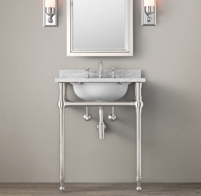 Gramercy Powder Room Metal Washstand With Backsplash