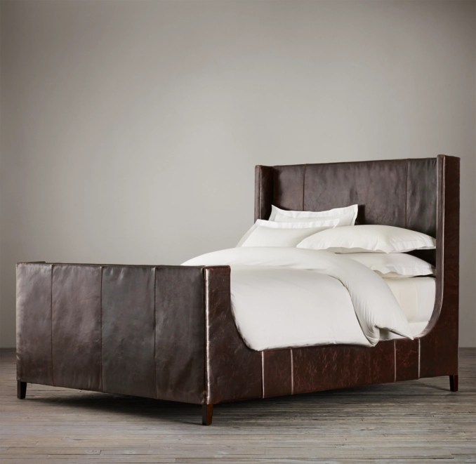 Grayson Leather Sleigh Bed With Footboard
