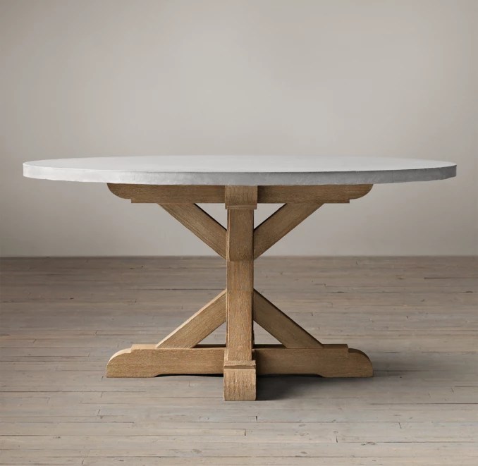 Salvaged Wood & Weathered Concrete XBase Round Dining Table