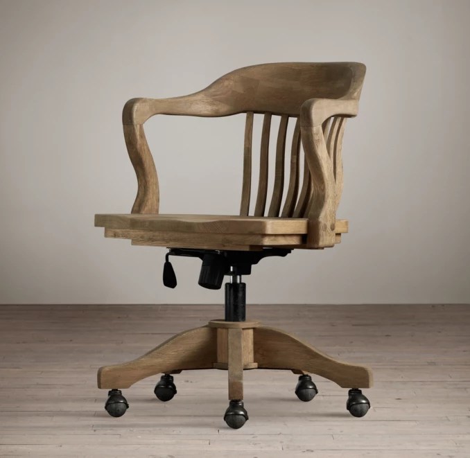 1940s Banker's Chair Weathered Oak Drifted