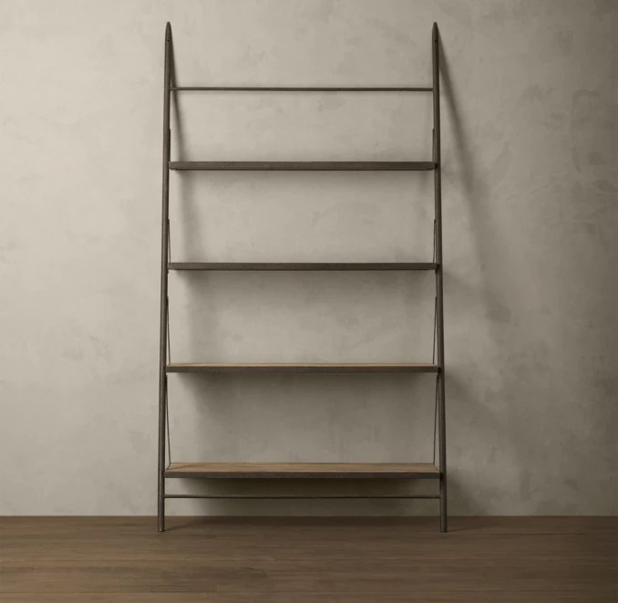 Reclaimed Elm & Iron Leaner Shelving Wide