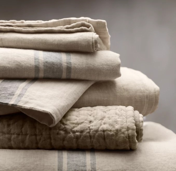 VintageWashed HandQuilted Belgian Linen Coverlet & Sham