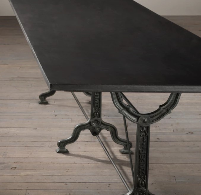 92" Factory Zinc & Cast Iron Rectangular Dining Table