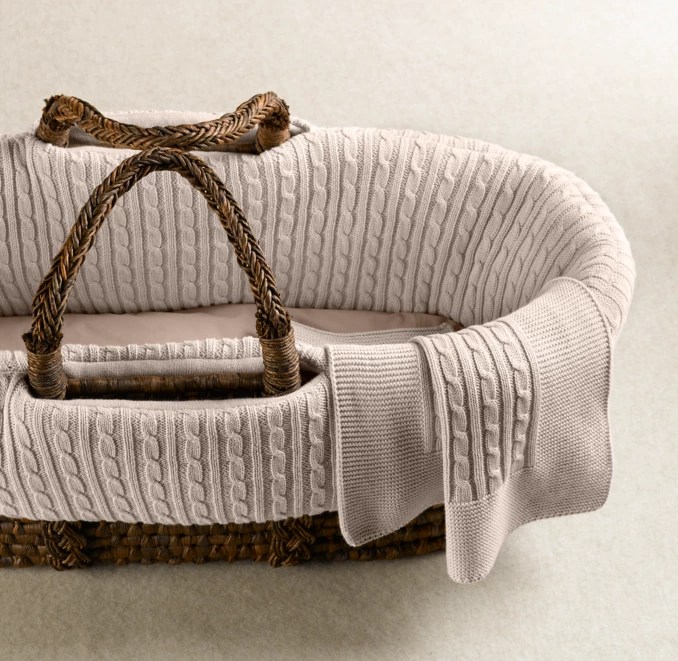 Cable Knit Moses Basket Bedding RH