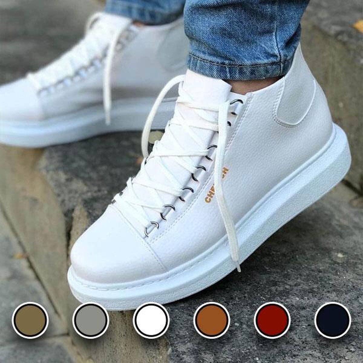 Chekich Heren Sneaker - Wit - Hoge Sneakers - Schoenen - Comfortabele - Ch258 - Maat 43 | Bol.com
