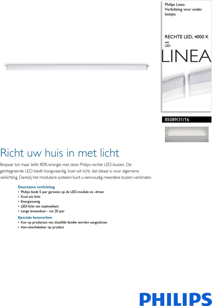 Philips Linea LINEAR LED 4000K white LED Under light