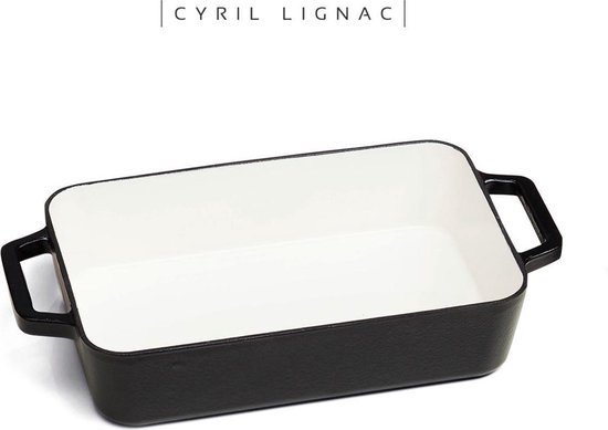 Cyril Lignac Rechthoekige Ovenschaal / Braadslede Met Handgrepen, Geëmailleerd Zwart... | Bol.com