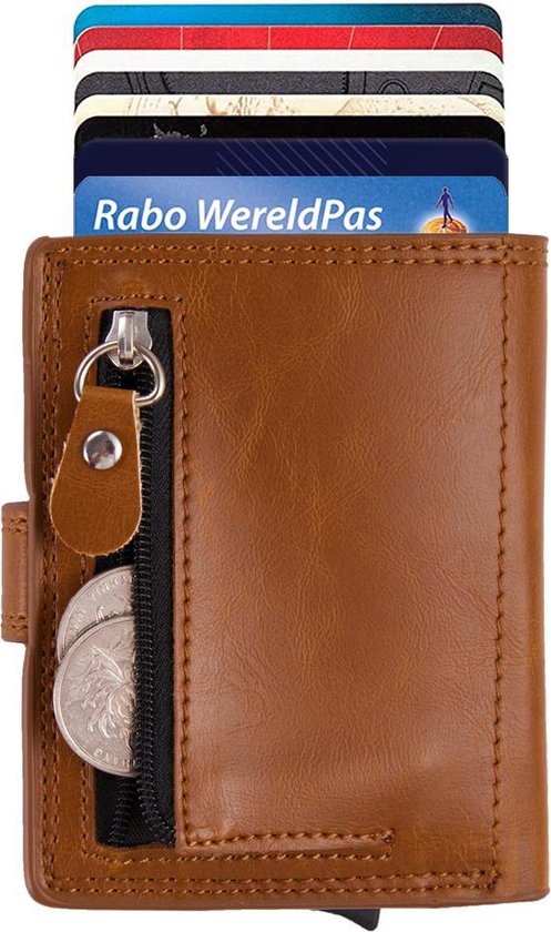 Statch Luxe Portemonnee Uitschuifbare Pasjeshouder – Aluminium & Leer Creditcardhouder... | Bol.com