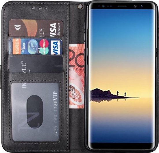 Samsung Note 8 Hoesje - Samsung Galaxy Note 8 Hoesje Bookcase Met Pasjeshouder Zwart... | Bol.com