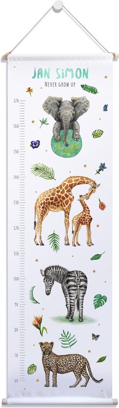 Groeimeter Jungledieren Met Naam - Olifant Giraf Zebra Luipaard - Gepersonaliseerde... | Bol.com