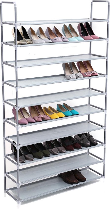 Songmics 60 Paar Xxl Schoenenrek / Schoenenkast | Afm. 100 X 29 X 175 Cm | Grijs | Bol.com