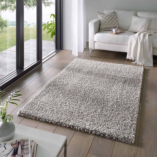 Hoogpolig Vloerkleed Effen Classic - Grijs 250X250 Cm | Bol.com