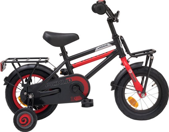 Loekie Pick Up Kinderfiets - Jongens - 12 Inch - Zwart/Rood | Bol.com