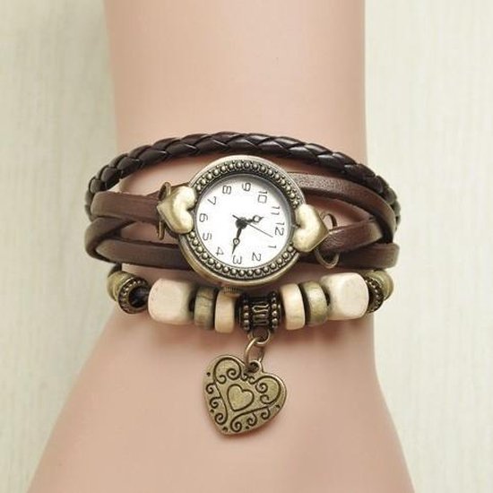 Dames Vintage Armband Horloge Met Bedel Hart | Bol.com